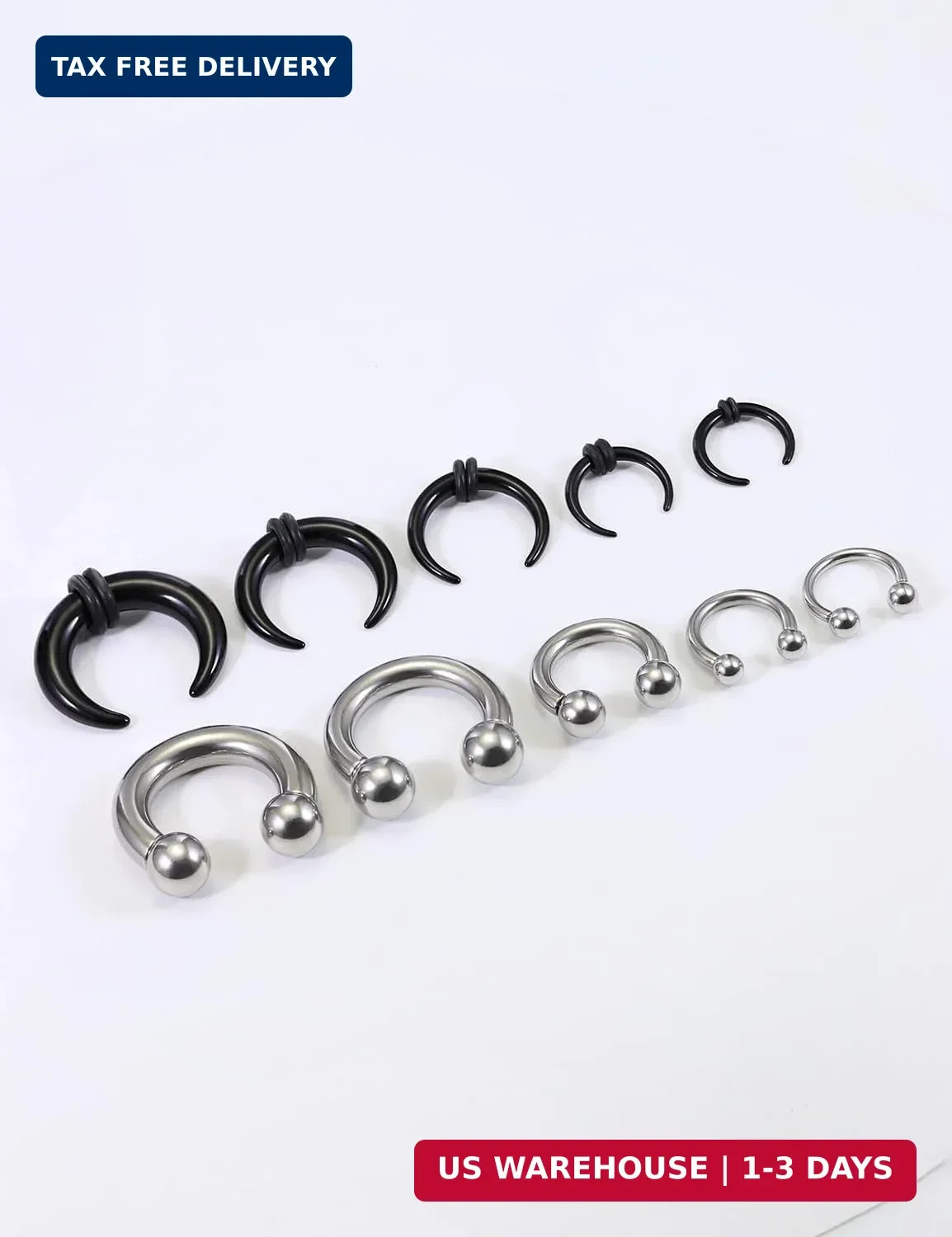 14G4G Septum Stretching Kit Surgical Steel Acrylic Pincher Tapers C Shape Buf…