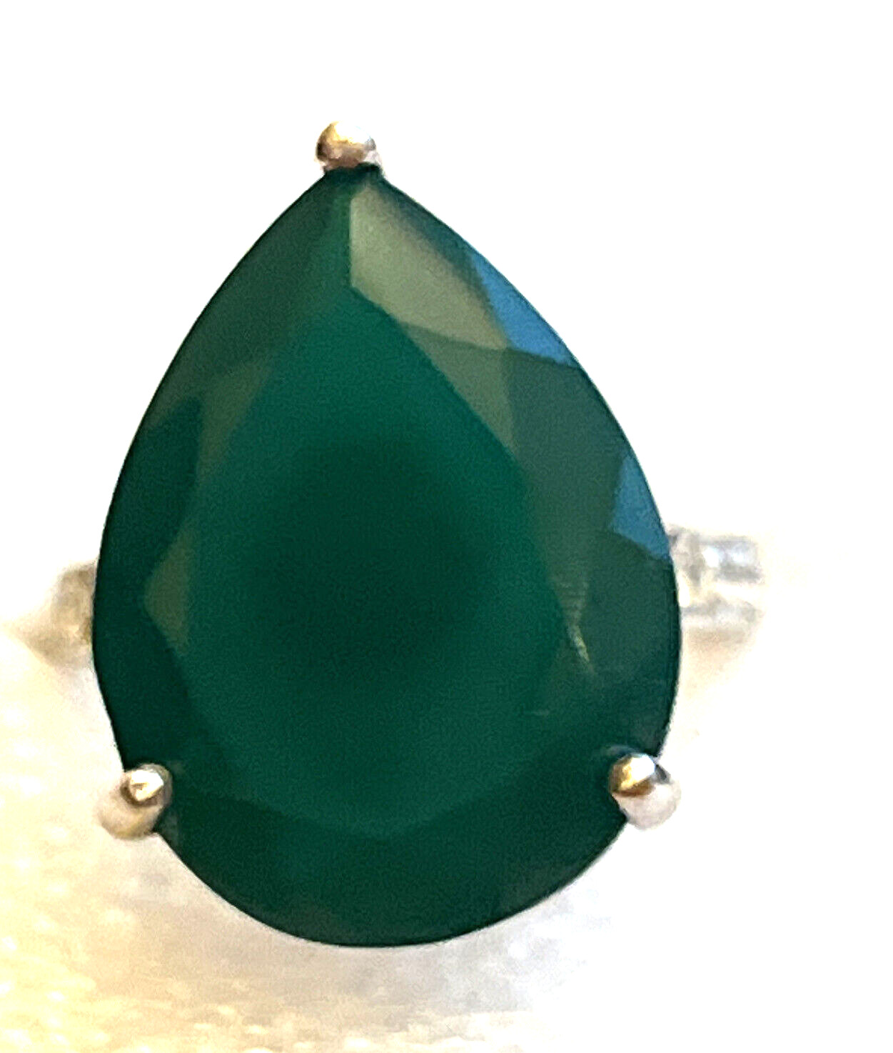 Verde Onyx and Natural White Zircon Ring 7 Platinum Over Sterling Silver 12.30