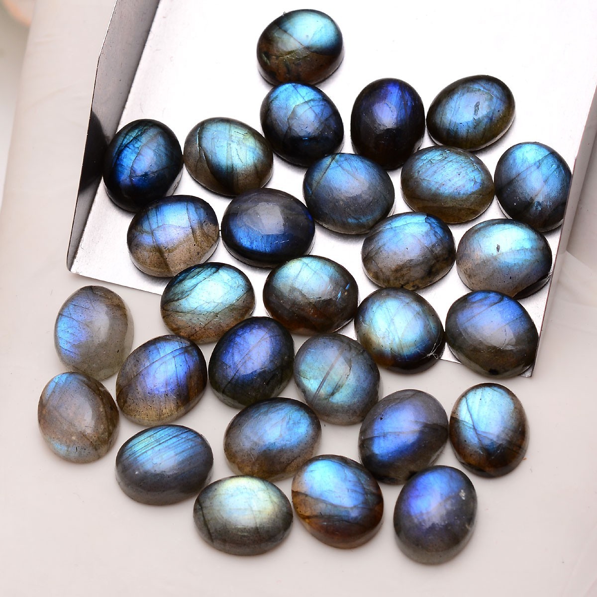 29 Pcs Natural Labradorite Blue Shine 11mmx9mm Oval Cabochon Loose Gemstones Lot