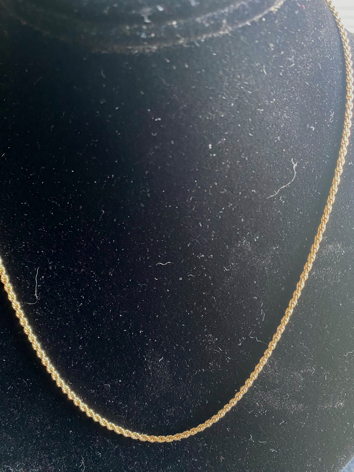 Gold Tone Rope Chain Necklace Small Chain Style Lobster Clasp Mrkd Korea NoStone