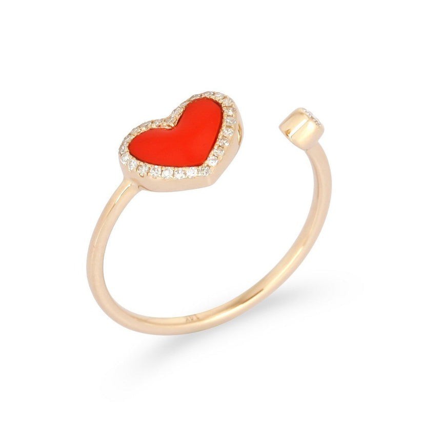 Diamond Starlight 14K (or 18k upon request) Yellow Gold Heart Open Wrap Ring