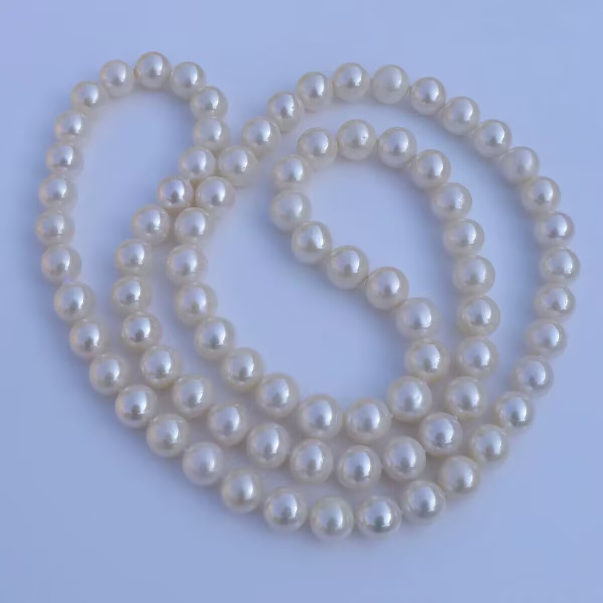 ELEGANT 8-9mm south sea white pearl necklace 26inch 925s