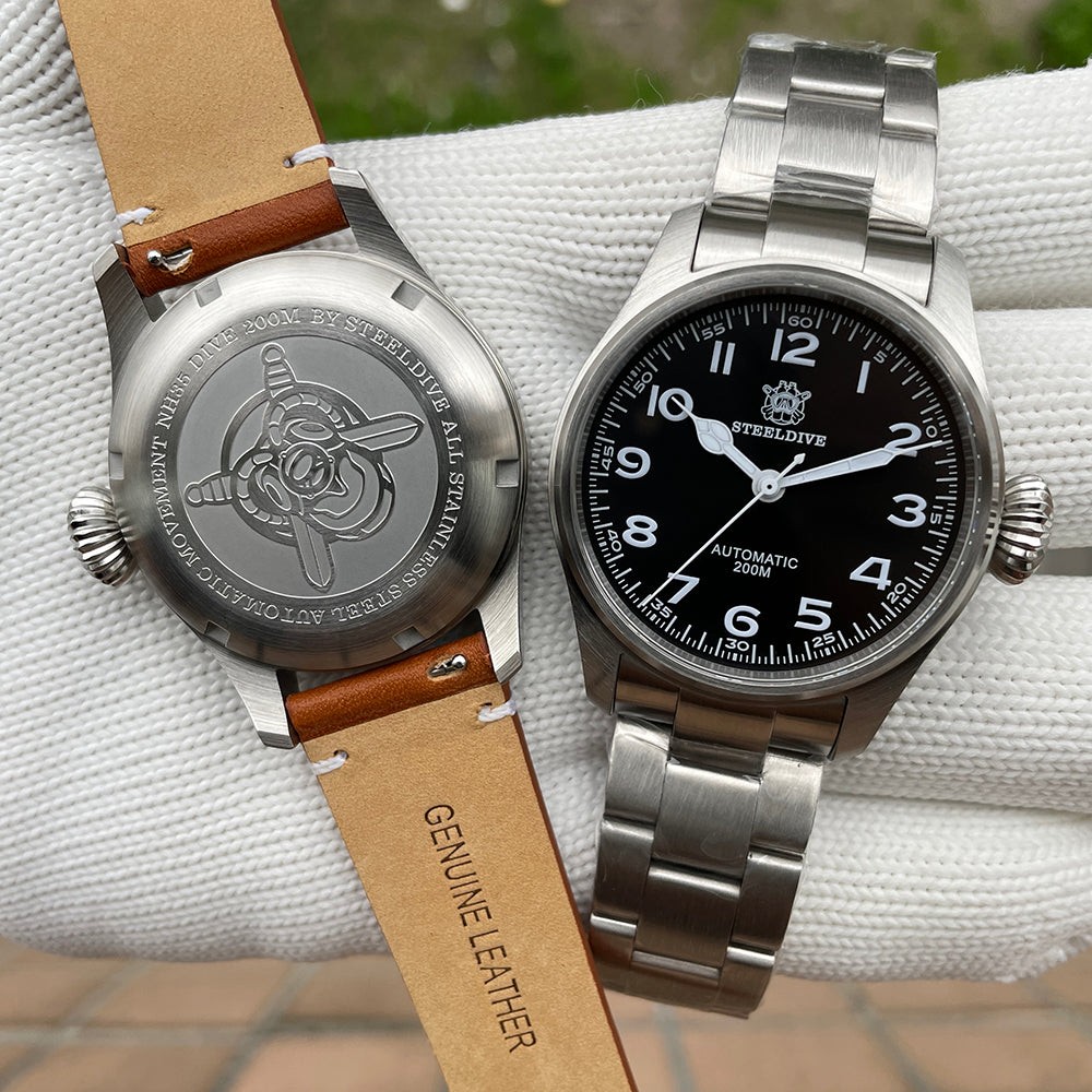 STEELDIVE SD1928M Mens Pilot 39mm 1928M Automatic Dive Watch NH35 Sapphire Steel