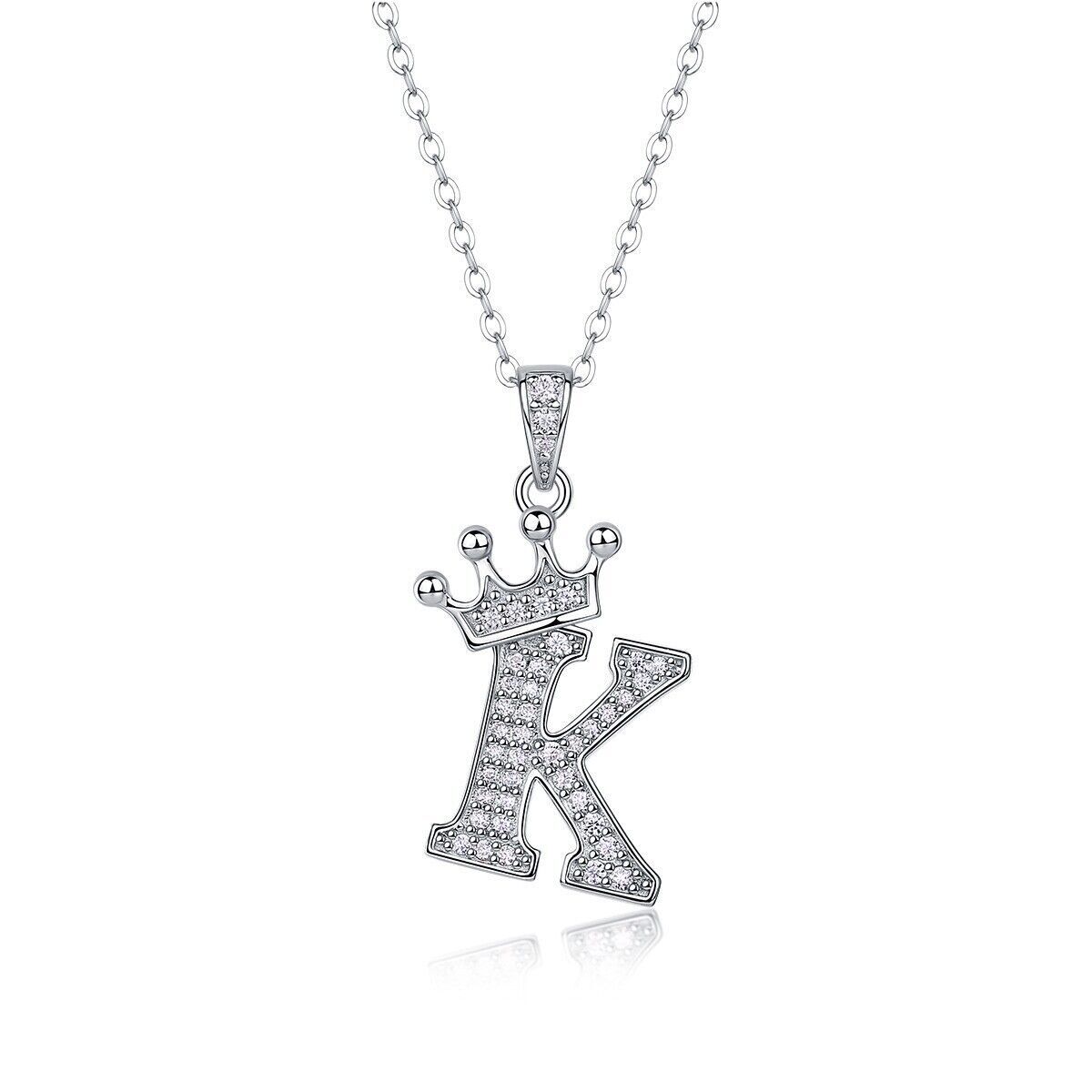 D Color Moissanite 26 Letter Pendant Necklace 925 Sterling Silver Pass Tester