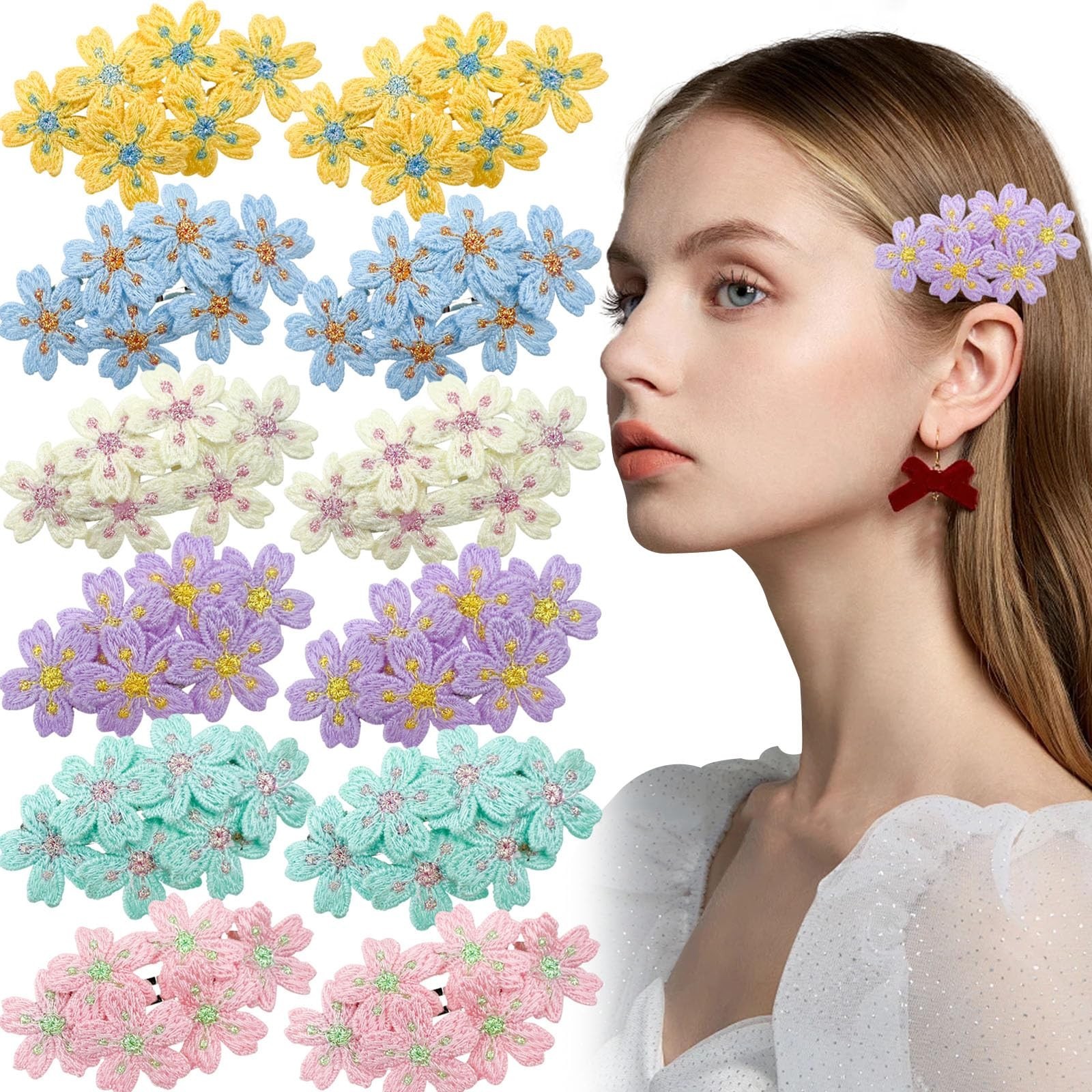 12PCS Flower Hair Clips for Women, Non Slip Alligator Hairpins Sakura Hair Ba…