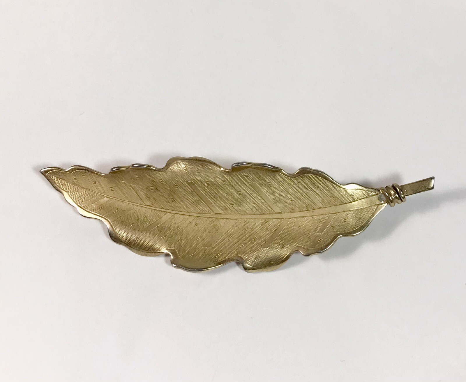 Coro Leaf Brooch Pin Vintage Brushed Gold Tone Signed 3.5 Inches