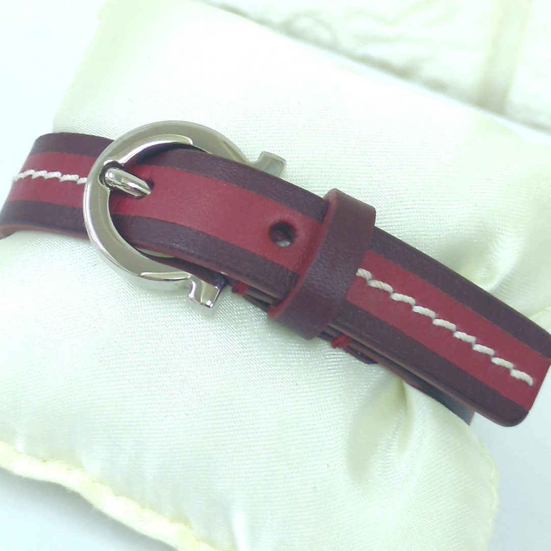 Salvatore Ferragamo Bracelet Wrap Made in Italy Leather Red Approx. 25.5cm
