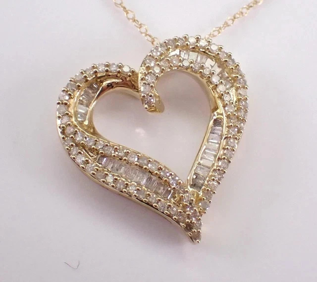 2Ct Round Cut Lab-Created Open Heart Pendant 14K Yellow Gold Plated Silver