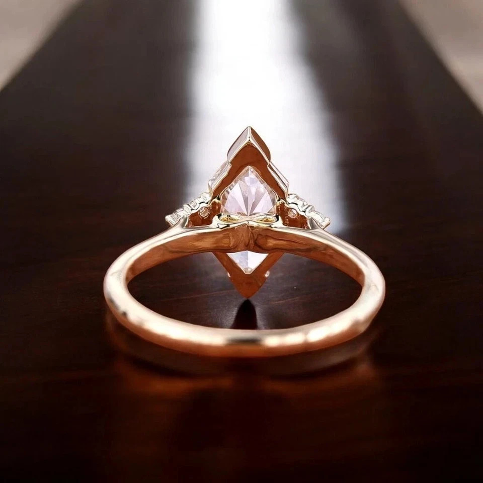 IGI 2 CT Marquise VVS1 Lab Grown Diamond Women Promise Gift Ring 14k Yellow Gold
