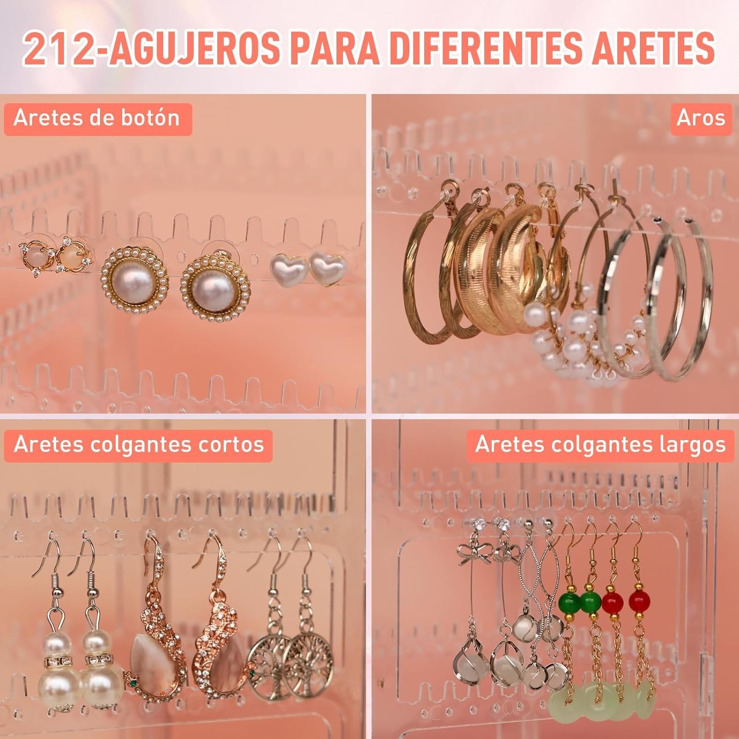 360 Rotating Earring Holder Organizer Stand 5 Tier Acrylic Jewelry Display Rack