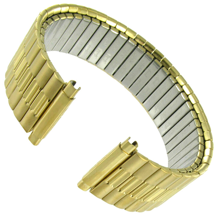 16-22mm Milano Gold Tone Stainless Mens Dura Flex Band Wide Long 1705Y