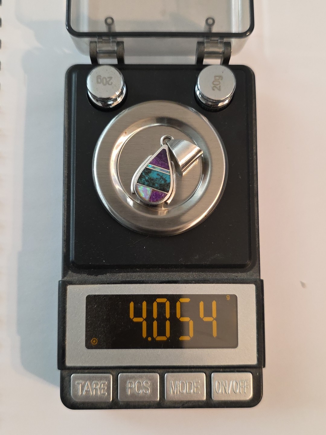 N.A. Navajo Pendant Sterling Silver Sugulite Turquoise And Opal Signed