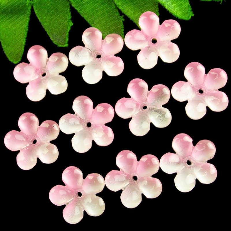 10Pcs Pink Crystal Flower 21x5mm Pendant Bead C550