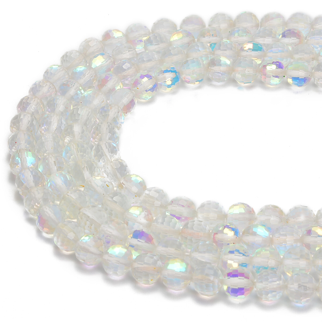Rainbow Clear AB K9 Crystal Glass Faceted Round Beads 6mm 8mm 10mm 15.5″ Strand