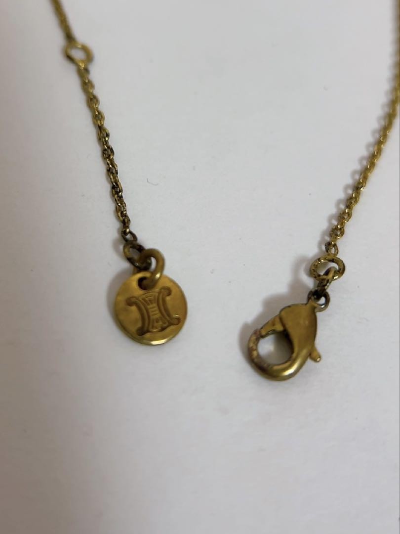 CELINE Necklace Handbag Motif Pendant Enamel Red Gold Length: 20.5 in.Vintage