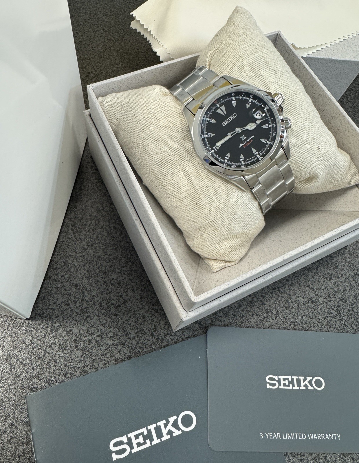 Seiko Prospex Alpinist Black Dial Steel Bracelet Watch SPB117 New With Tag Japan