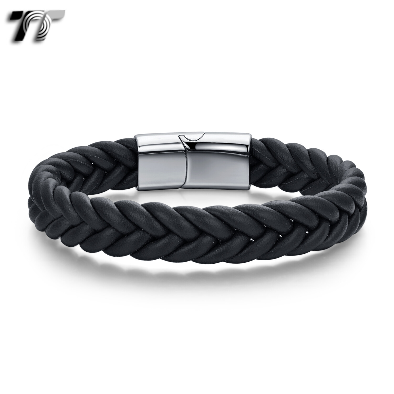 TT Leather Stainless Steel Bracelet 3 Colours Available 19-21.5cm (BR318) NEW
