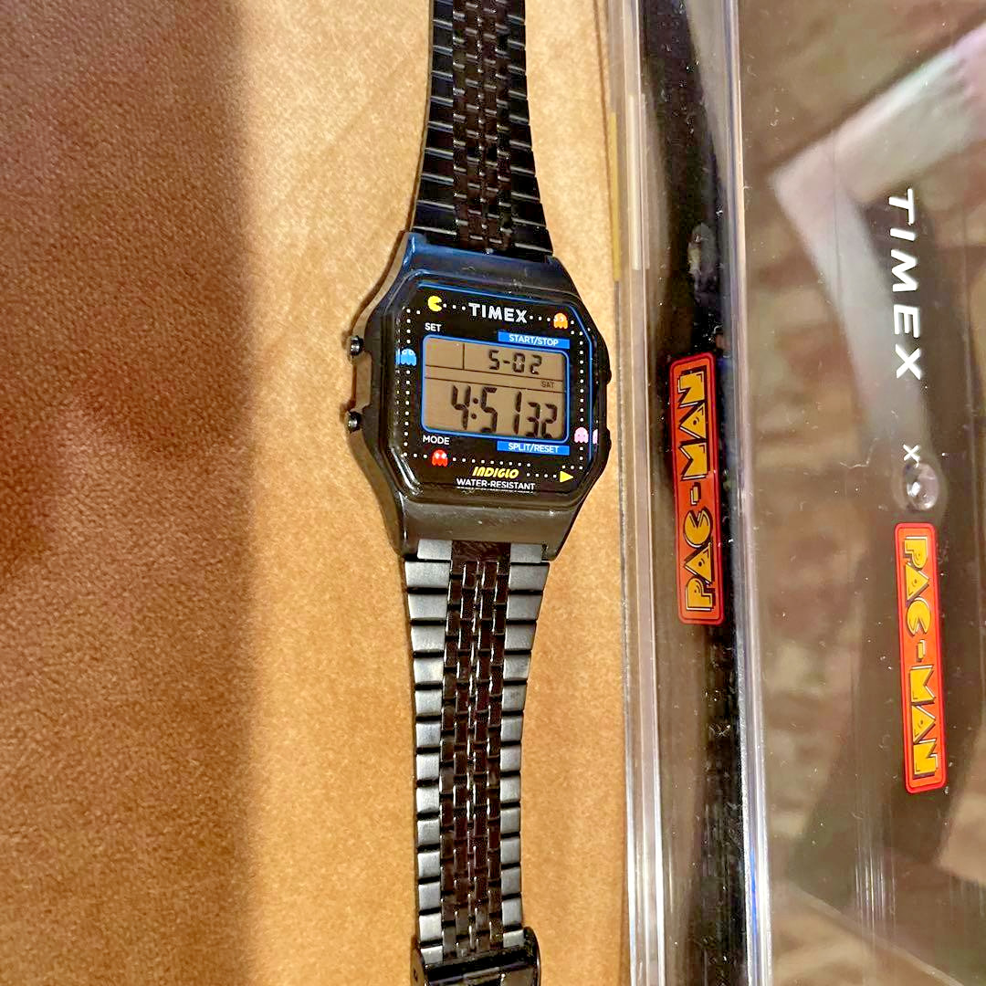 TIMEX x PAC-MAN 40th Anniversary Black Digital Watch Original Box Clean Arcade T
