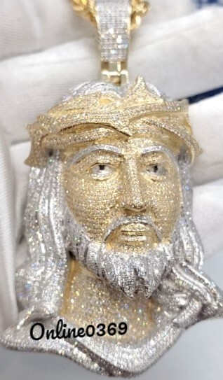 Men’s 3D Classic Jesus Face Charm Pendant 2.11ct Natural Moissanite 925 Silver