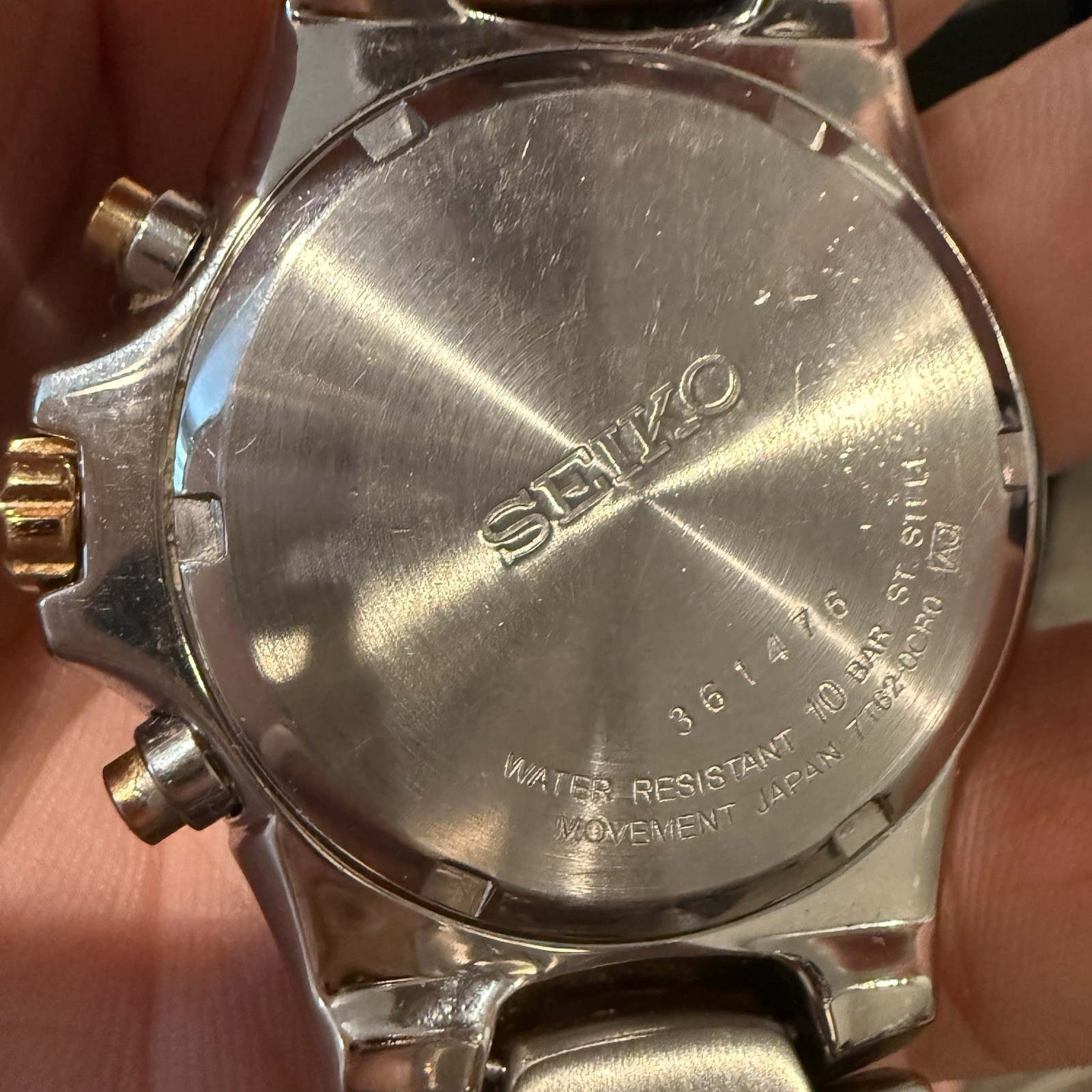 Vintage 1990s Seiko Chronograph Date 7T32-6M49 Blue Dial Rare