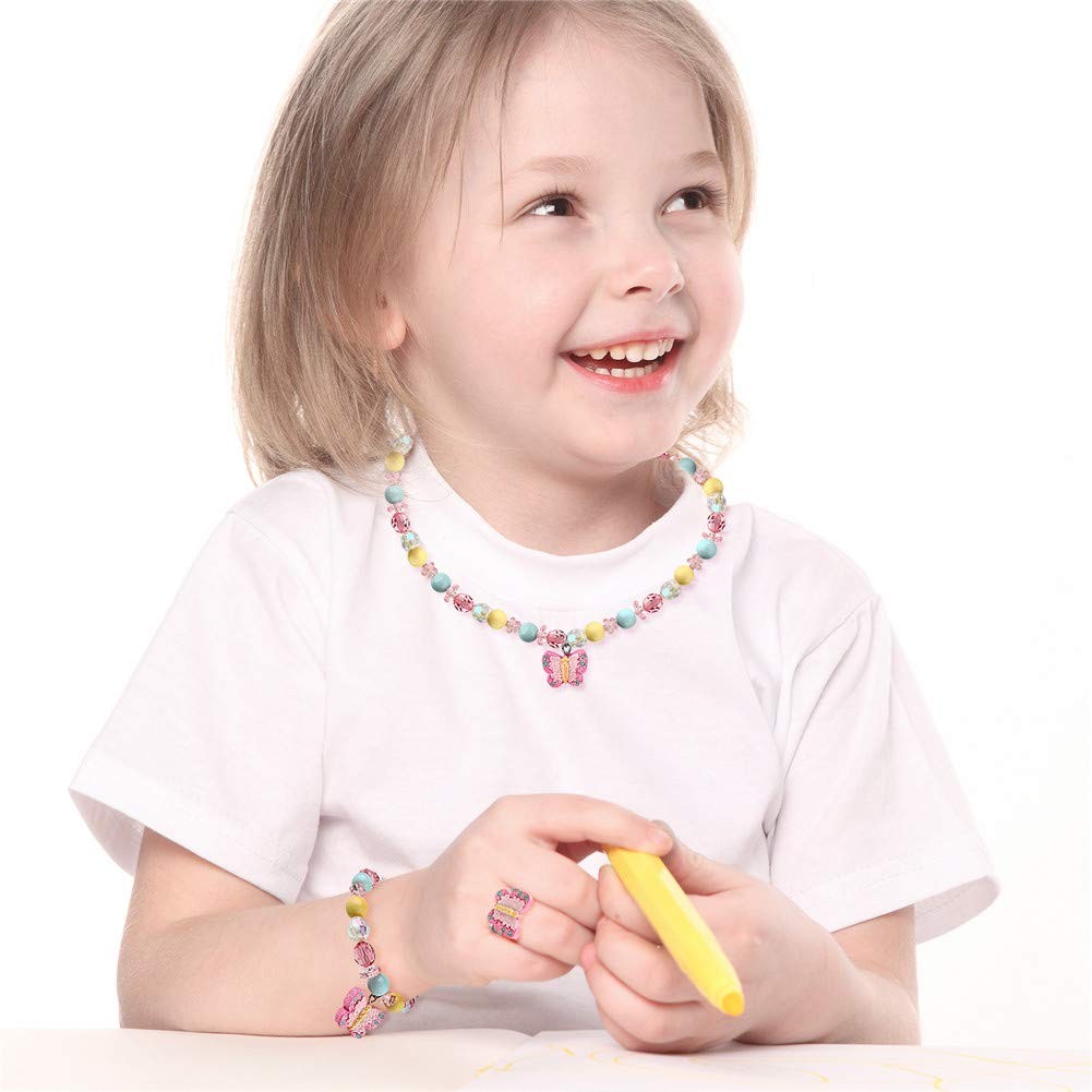 Juego De Collar Y Pulsera Con Collar Elastico De Mariposa Para Nina Pequena,