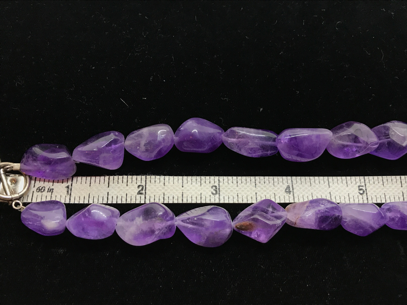 Vintage Sterling Silver Natrual Amethyst Stones 16″ Necklace