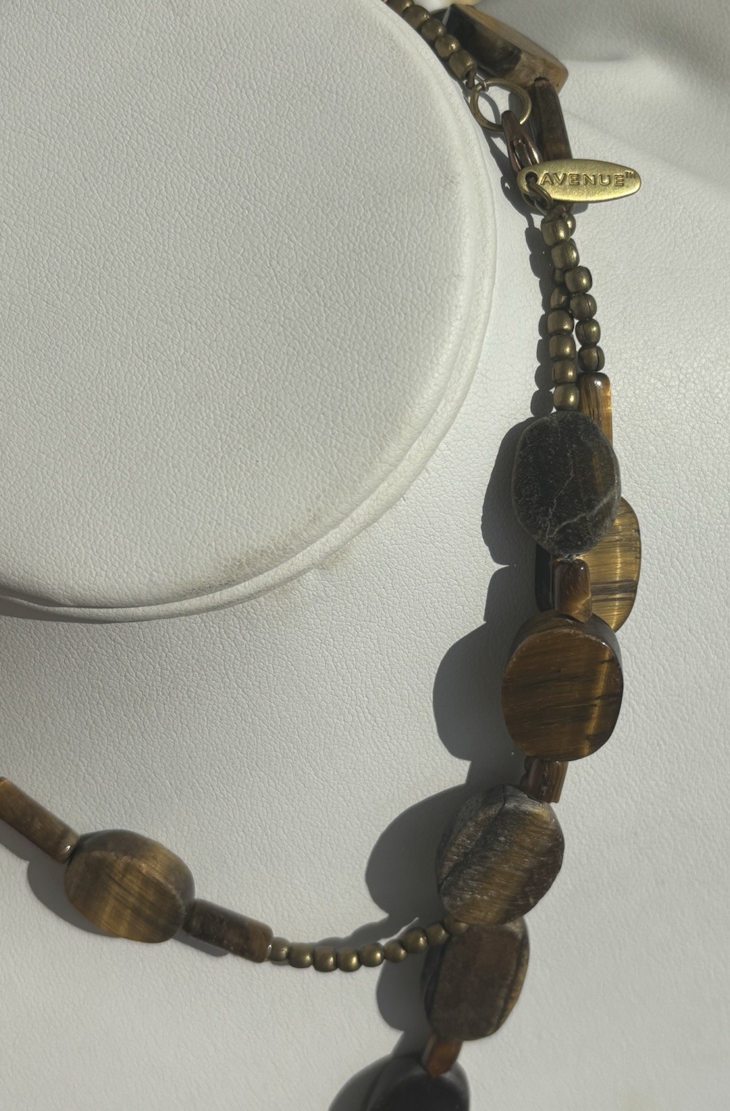 36” Tiger Eye Genuine Gemstone Necklace By Avenue Wear Long Or Layered