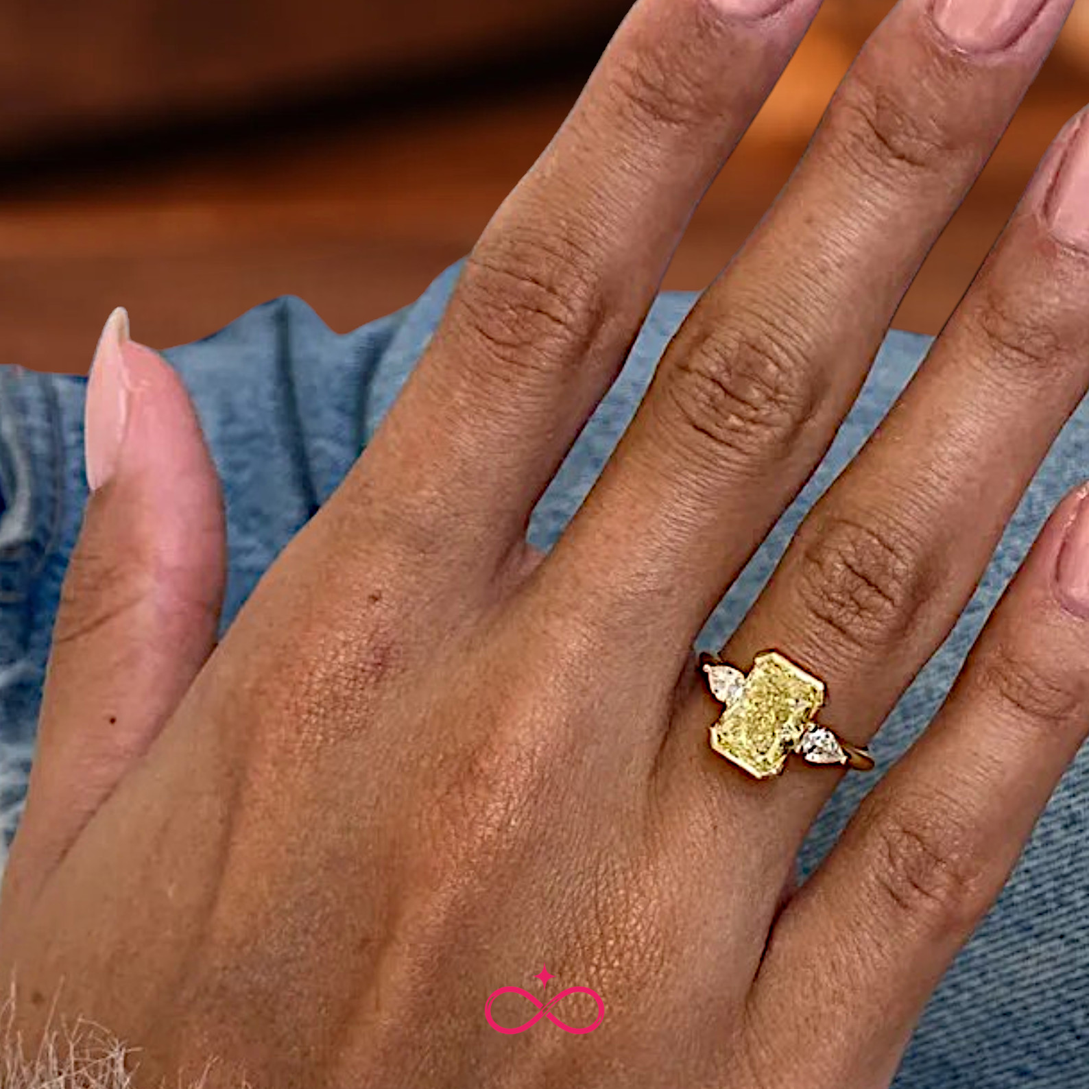 Radiant Cut 2.90 Carat Fancy Vivid Yellow Diamond Ring Lab Grown 14K Yellow Gold