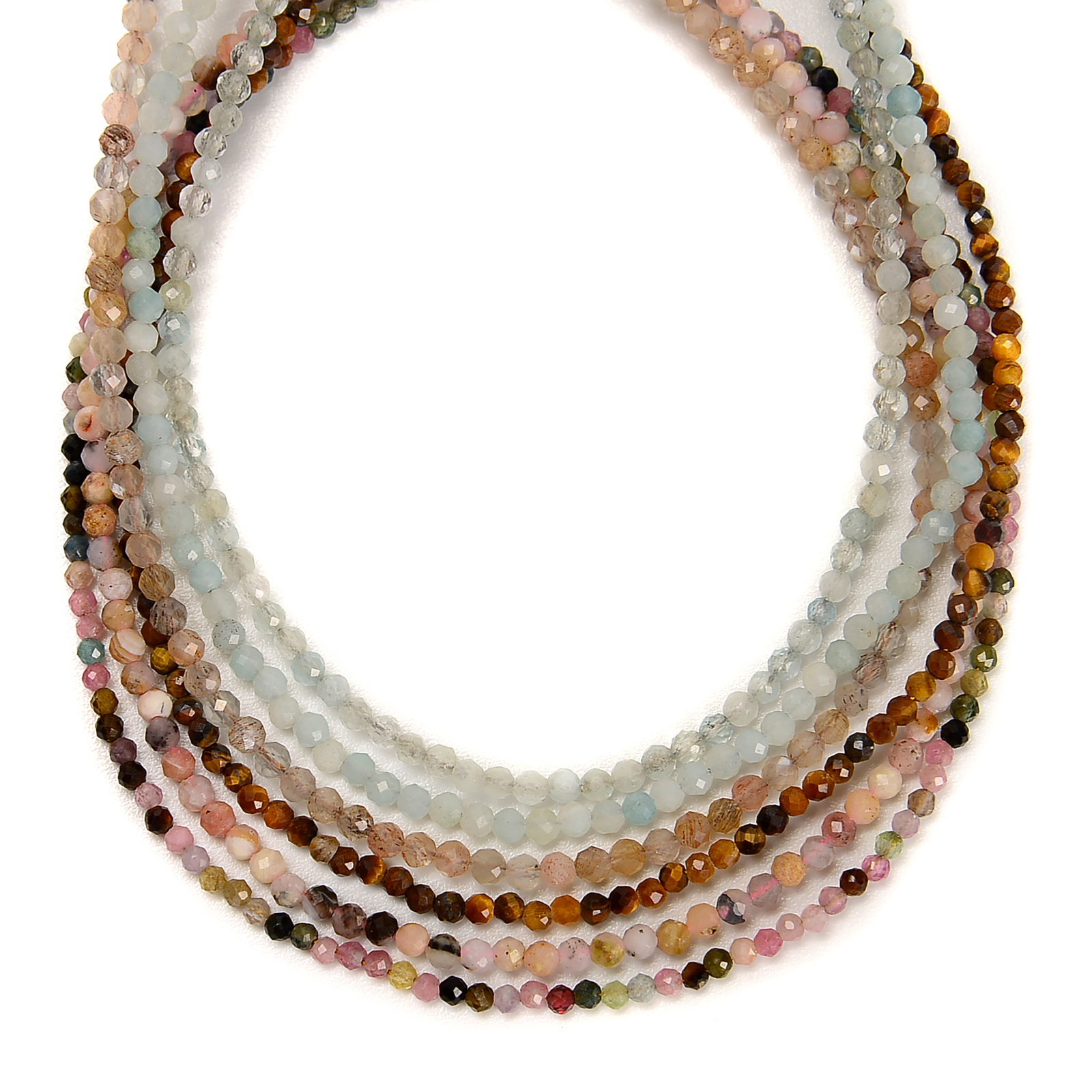 Natural 2mm Mixed Gemstones Faceted Round Beaded Anklet 9” Length Adjustable