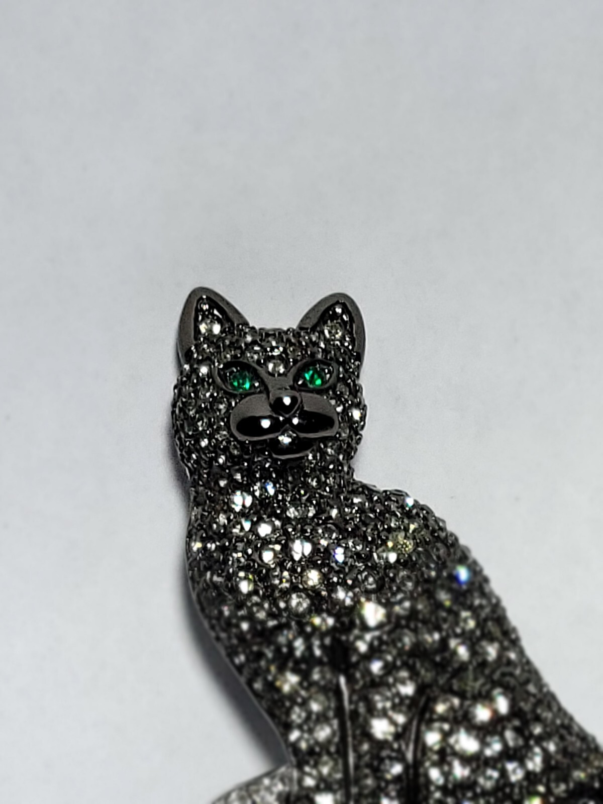 Vintage Brooch Black Cat On a Pillow Swarovski Pave Crystals 1999 Precious Pets