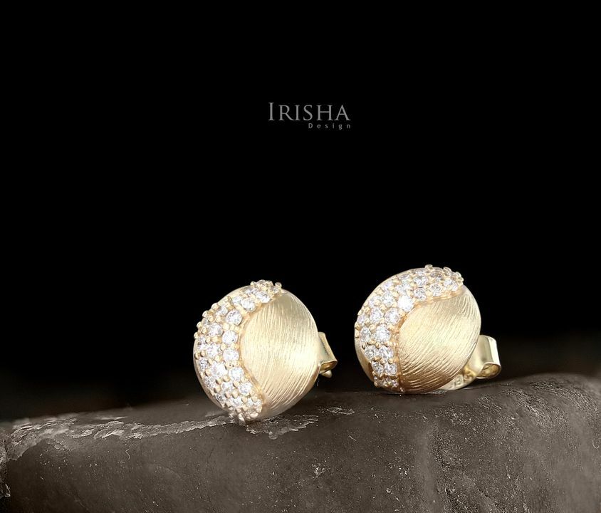0.40 Ct. Genuine Diamond Unique Brush Texture Studs Earring in 14K Gold