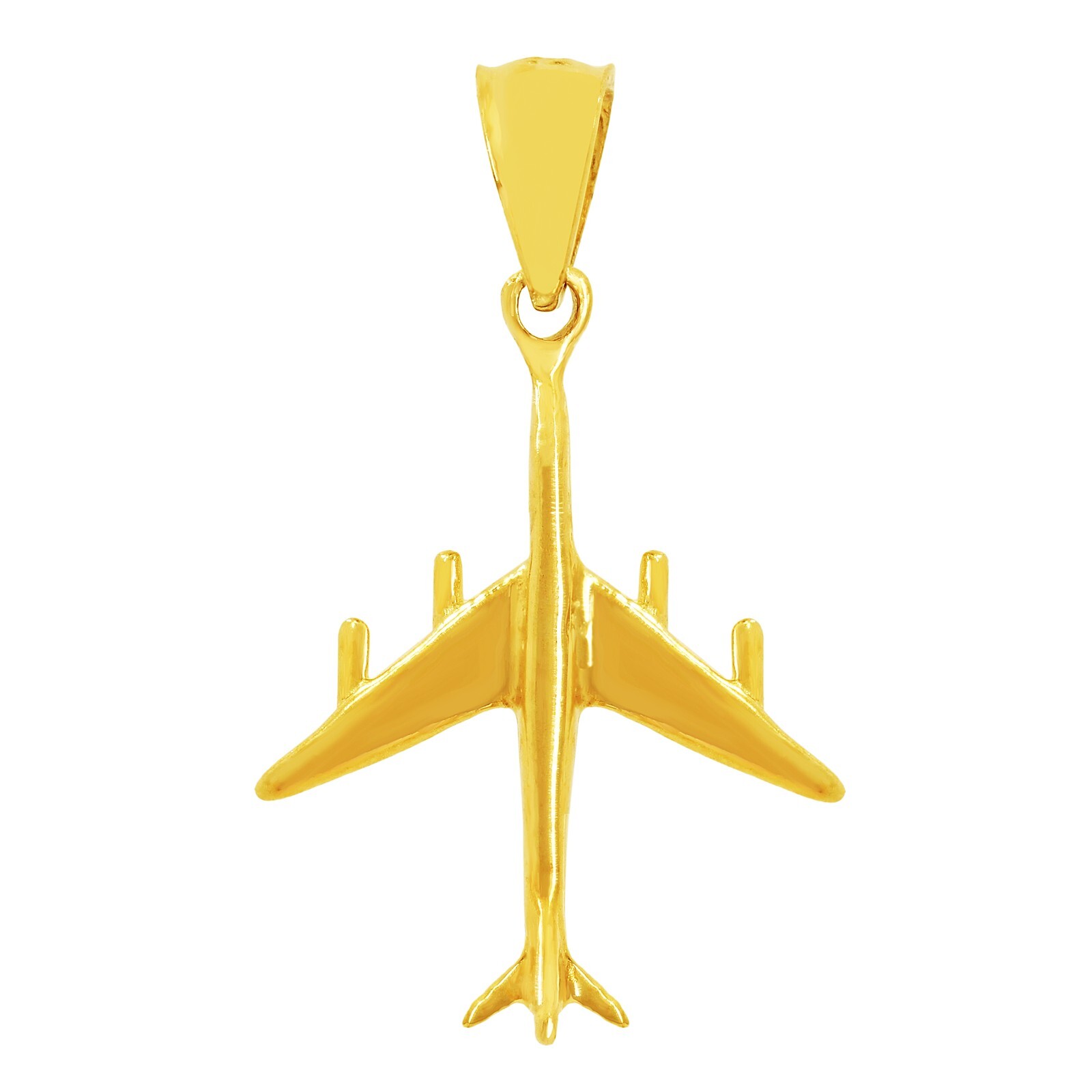 14k Yellow Gold Solid Aeroplane Aircraft Airplane Charm Pendant 1.1″ 1.3 grams