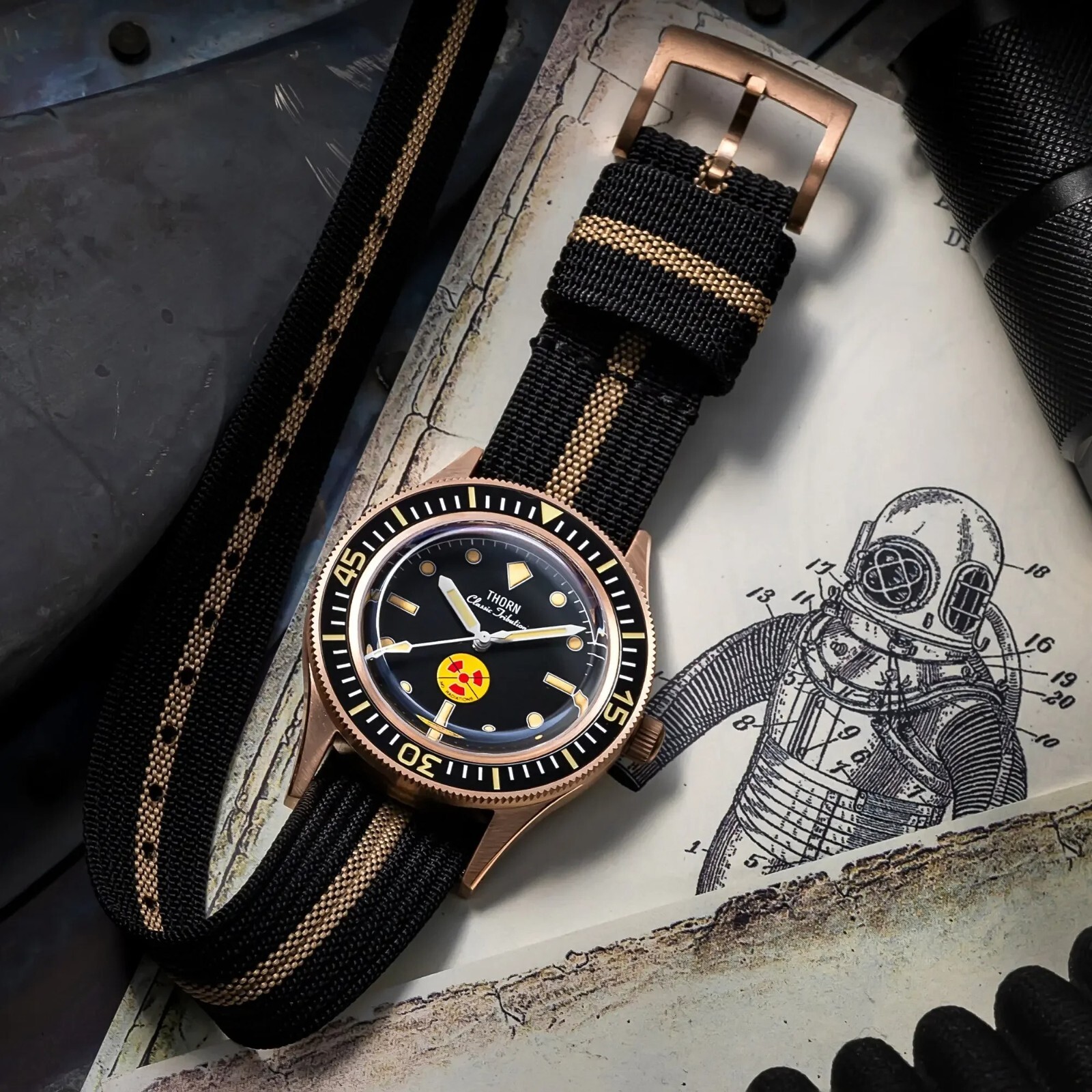THORN Fathoms Fifty CUSN8 Bronze NH35 Diver 200M Automatic Watch No Radiations