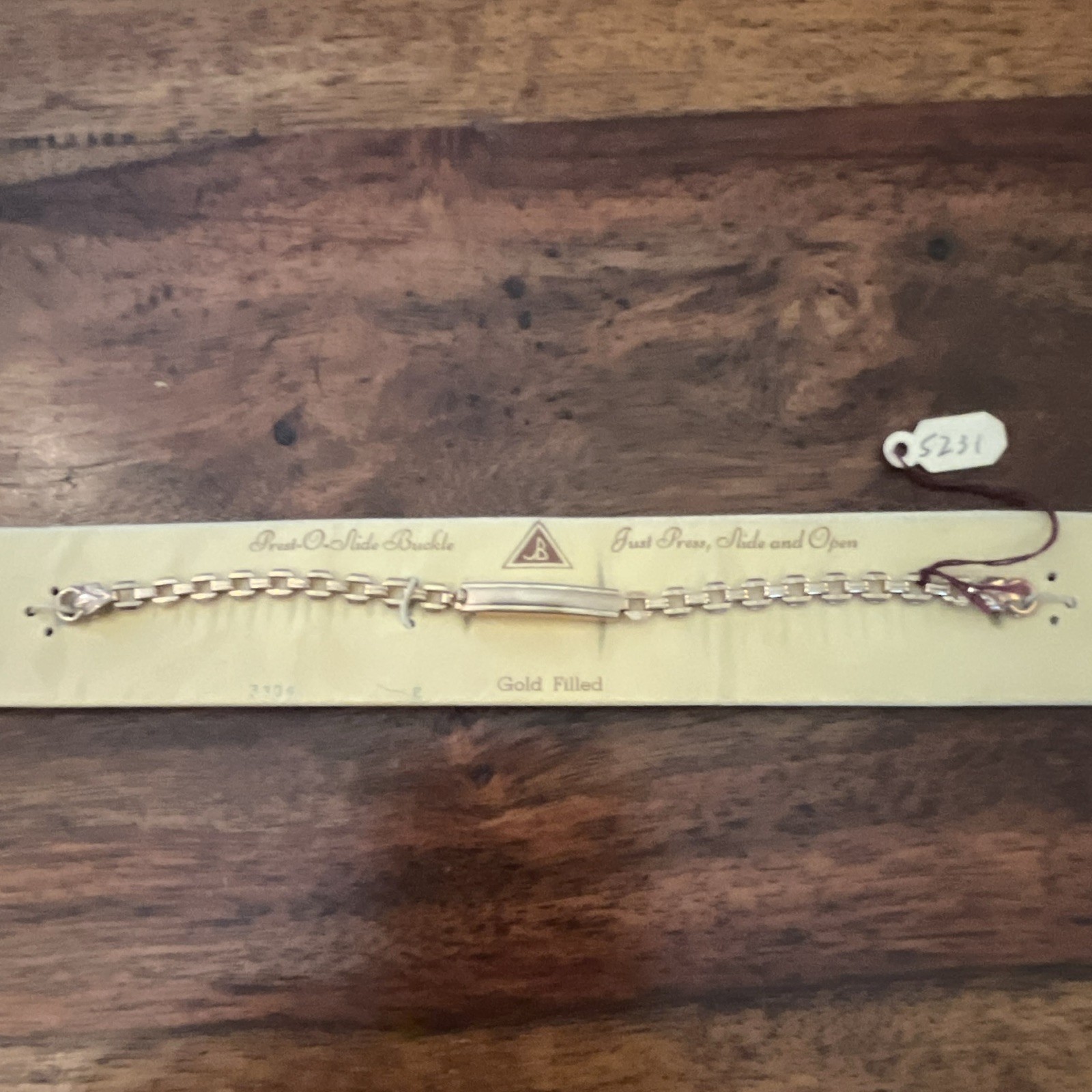 1/20 14K Gold Filled Gold Box Link Chain Bracelet, Slide Closure, Metal