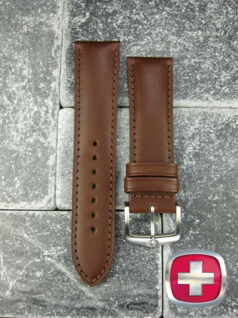 18mm VICTORINOX SWISS ARMY Dark Brown CALF LEATHER STRAP CAVALRY BAND 3 Stitch