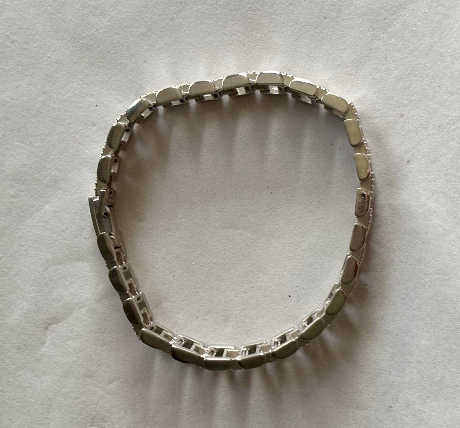 Mens Boys Stainless Steel/Titanium Bracelet With Faux Diamonds 925