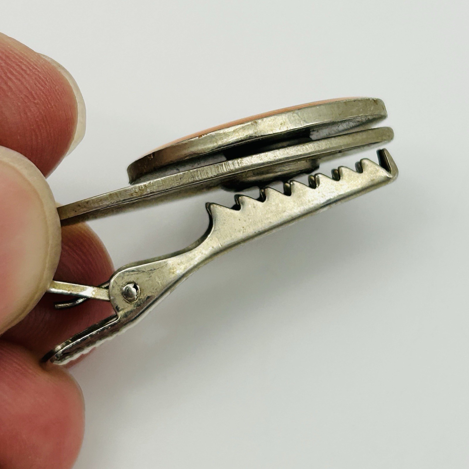 VINTAGE 2004 Tapirs Cup Tie Bar Pin Japan Silver Toned Orange Antique Logo Mens