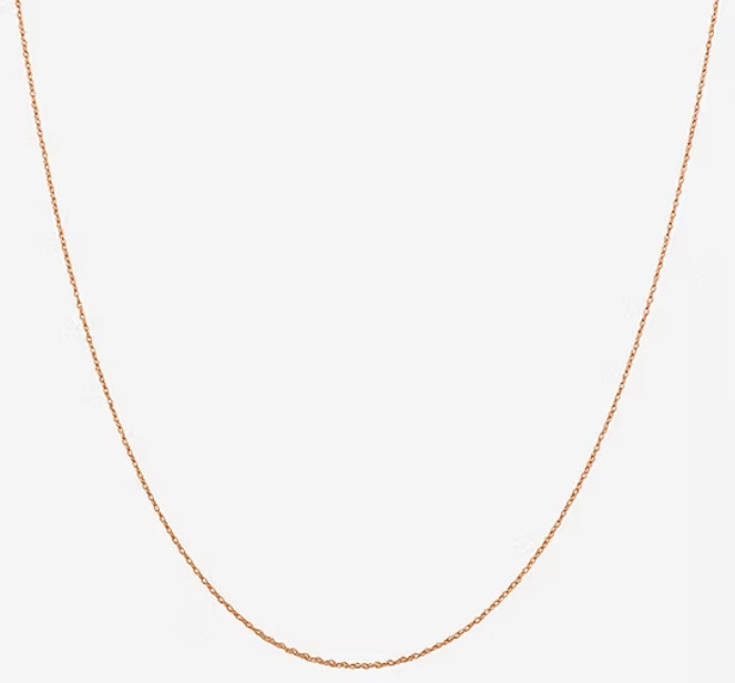 NEW 14K Solid Rose Gold .85mm Loose Rope Chain With Spring Ring Lock -18 inches