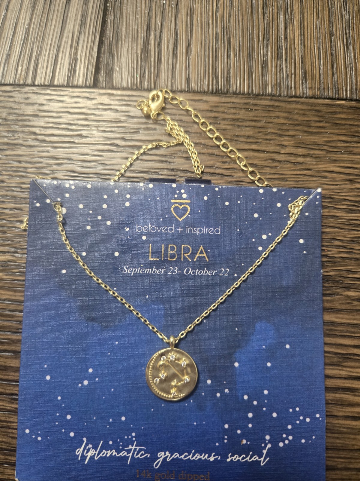 Beloved Inspired 14K Gold Dipped Libra Zodiac Necklace