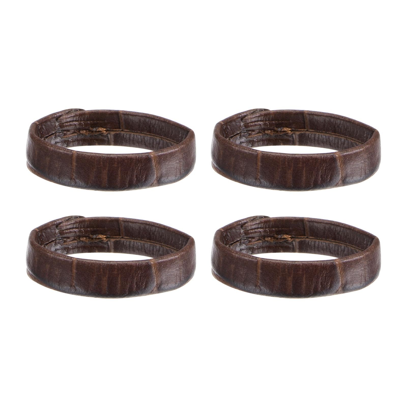 4Pcs PU Leather Loops Retaining Ring for 22mm Width Watch Band Dark Brown