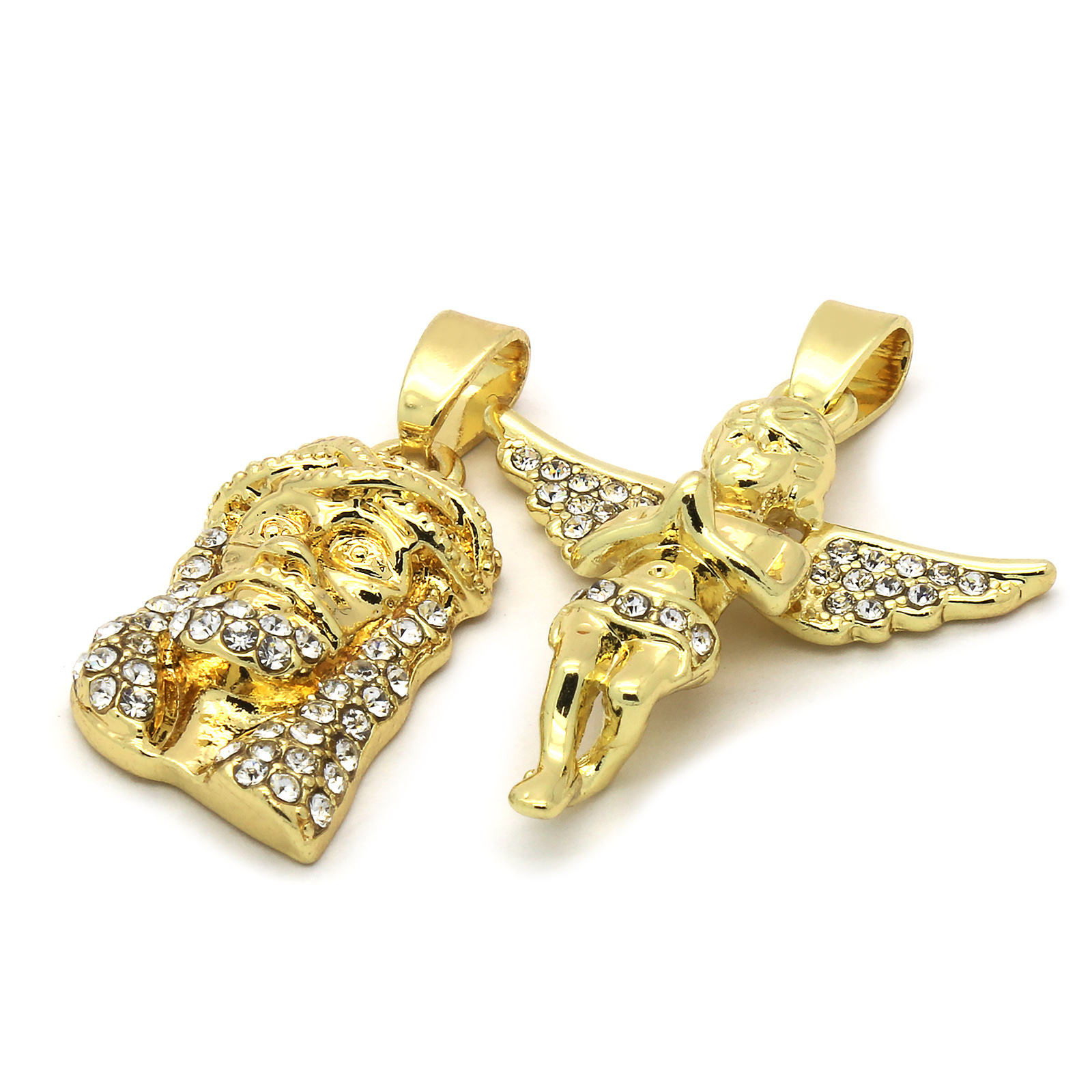 14k Gold Plated High Fashion Cubic-Zirconia Jesus & Angel 30″ & 24″ Rope chain