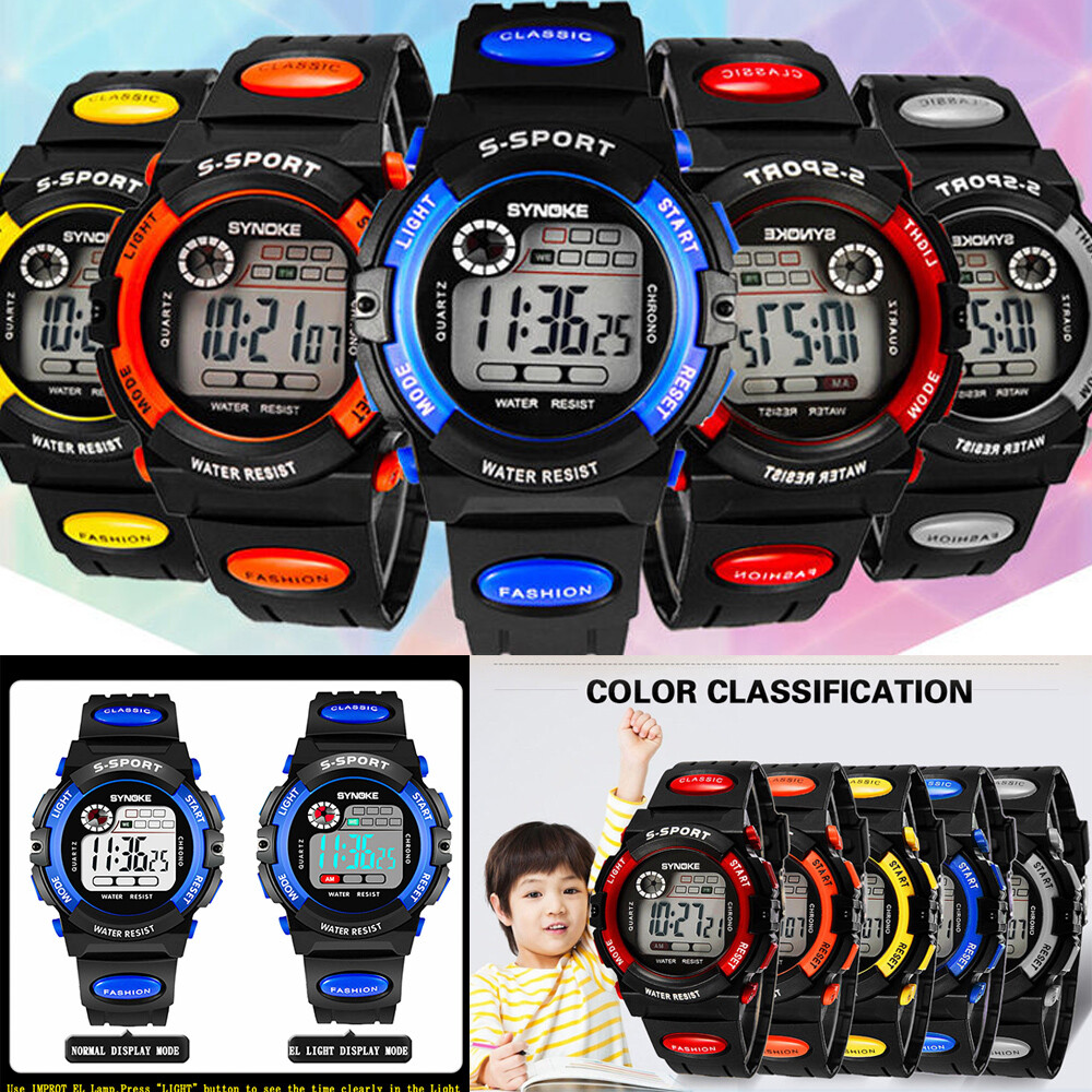 Waterproof Kids Digital Electronic Watch Sports LED Watches Children Boys Girls