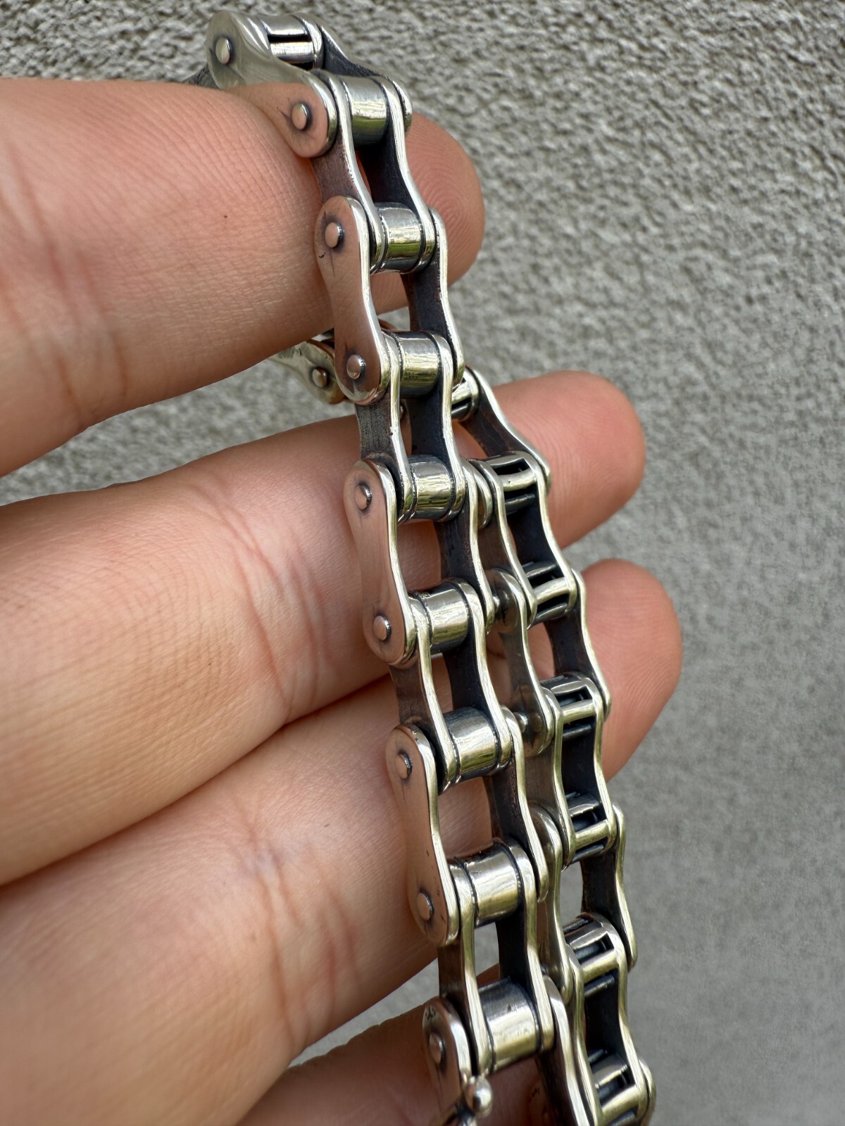 Bicycle Link Bracelet Real 925 Silver Oxidized Handmade 9mm Bike Motorcycle
