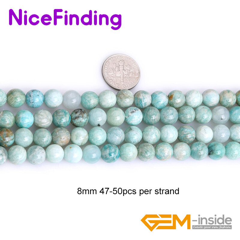 African Blue Amazonite Natural Gemstone Round Loose Beads Jewelry Making 15”