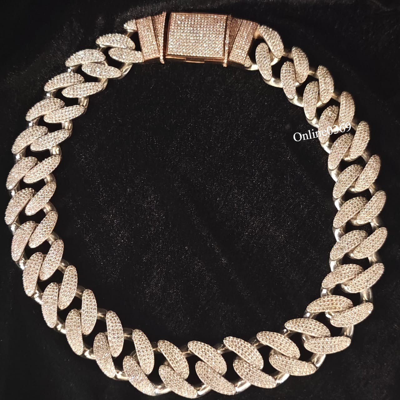 Men’s 25mm X 20″ Miami Broad Cuban Link Necklace In VVS Moissanite 925 Silver