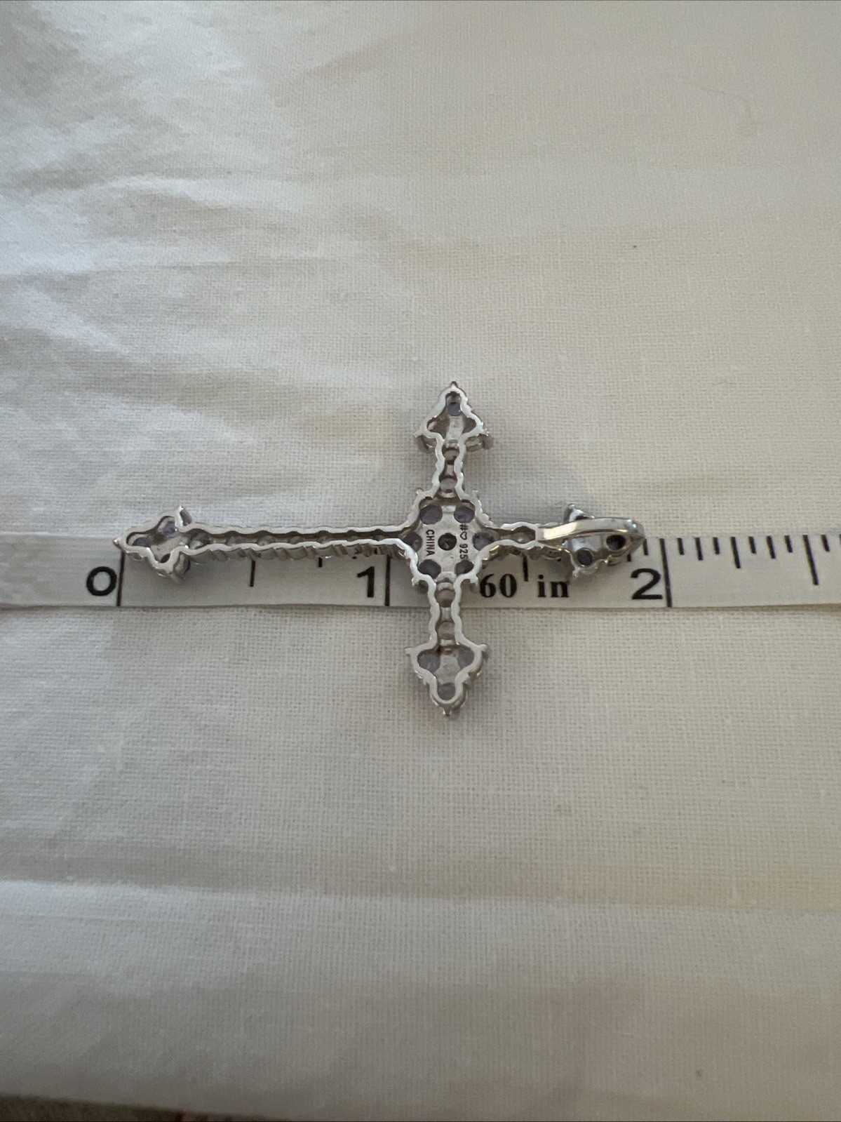 Purple & White/colorless CZ Sterling Silver 925 Cross Pendant