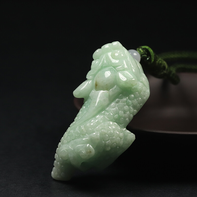 Certified Grade A 100% Natural Green Jadeite Jade Pendant Handmade Pixiu CF76907