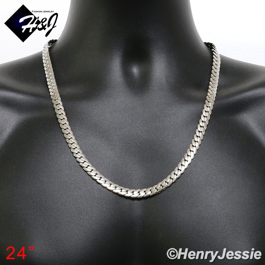 24″MEN Stainless Steel 8mm Silver Miami Cuban Curb Chain Necklace Bracelet*S155