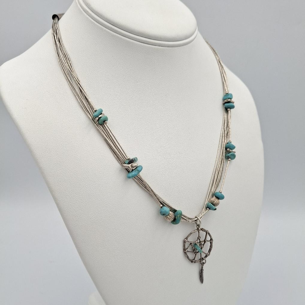 VTG Shube Dakota West Liquid 925 Sterling Silver Dreamcatcher Fetish Necklace