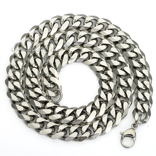 Men’s Curb Cuban Chain Necklace Stainless Steel 11mm 18″-36″ Valentine’s Gift